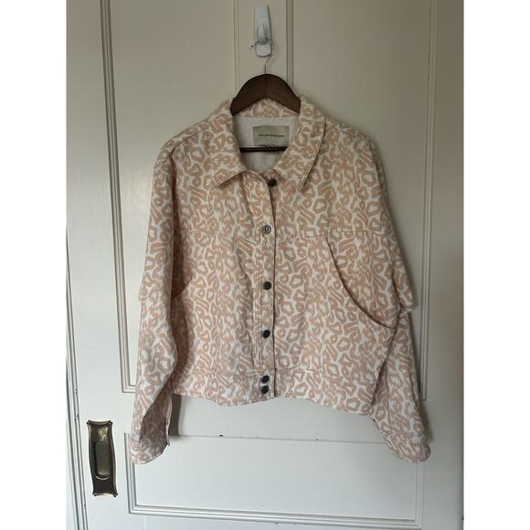 Pilcro Light Pink Leopard Print Jean Jacket - Picture 2 of 10